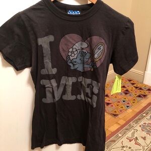 Junk Food T-shirt -Smurf Shirt with Graphic Print XL